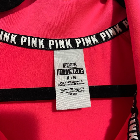 Victoria's Secret PINK Quarter Zip Longer Sleeve | Hot Pink & Black | Athletic - Picture 4 of 6